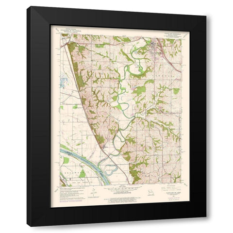 Platte City Missouri Quad - USGS 1961 Black Modern Wood Framed Art Print by USGS