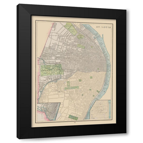 St Louis  Missouri - Cram 1892 Black Modern Wood Framed Art Print by Cram