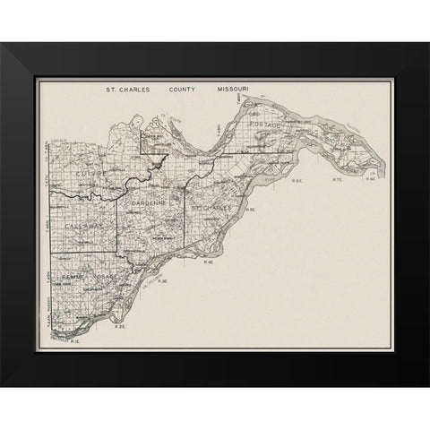 St Charles Missouri - 1929 Black Modern Wood Framed Art Print by Unknown