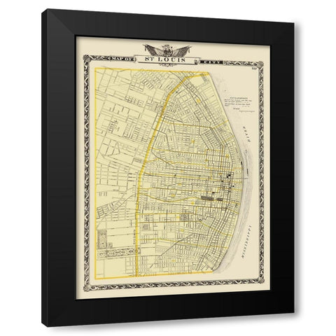 St. Louis Missouri - Warner 1876 Black Modern Wood Framed Art Print by Warner