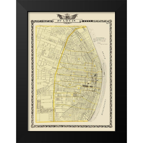 St. Louis Missouri - Warner 1876 Black Modern Wood Framed Art Print by Warner