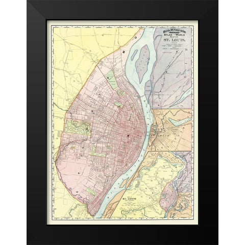 St. Louis Missouri, Illinois with Illinois Black Modern Wood Framed Art Print by Rand McNally