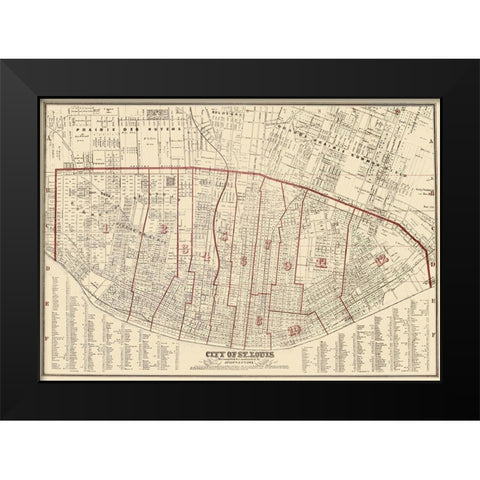 St. Louis Missouri - Hutawa 1870 Black Modern Wood Framed Art Print by Hutawa