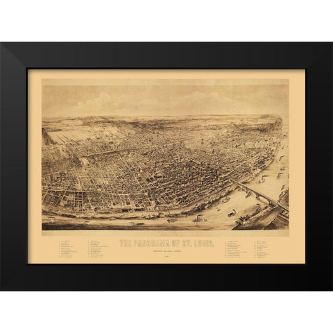 St Louis Missouri - Juehne 1894 Black Modern Wood Framed Art Print by Juehne