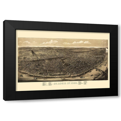 St Louis Missouri - Juehne 1895 Black Modern Wood Framed Art Print with Double Matting by Juehne