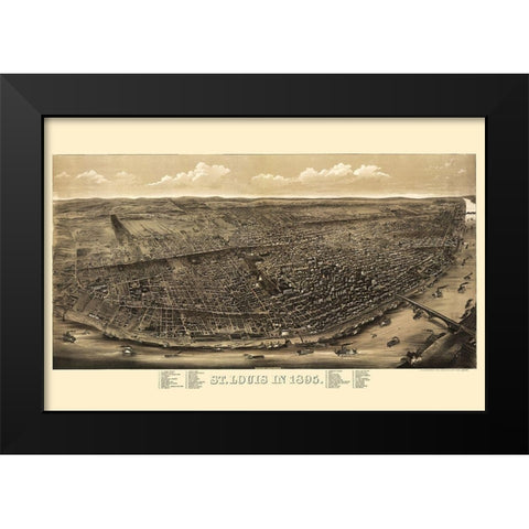 St Louis Missouri - Juehne 1895 Black Modern Wood Framed Art Print by Juehne