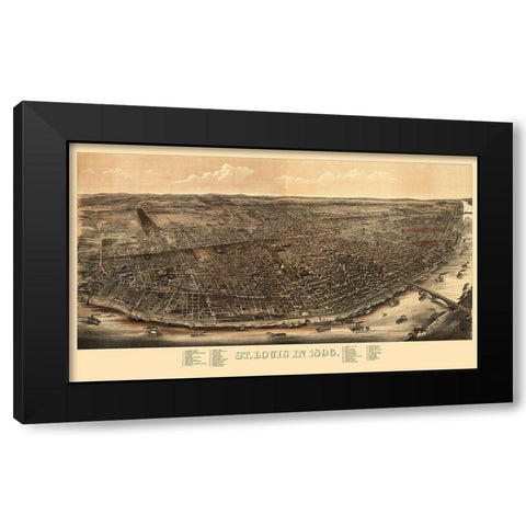 St Louis Missouri - Juehne 1896 Black Modern Wood Framed Art Print with Double Matting by Juehne