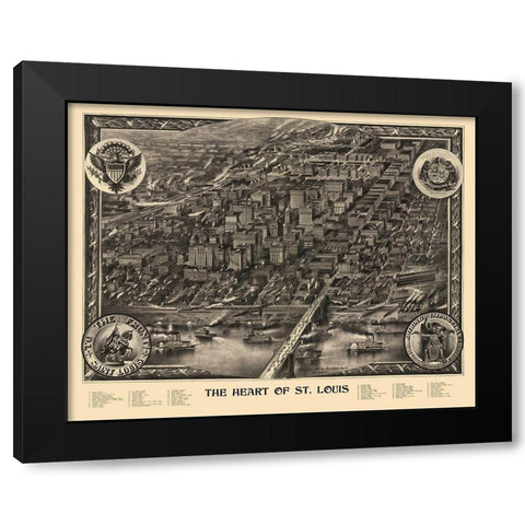 St Louis Central Missouri - Graf 1907 Black Modern Wood Framed Art Print by Graf