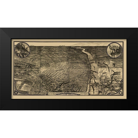 St Louis Missouri - Woodward 1876 Black Modern Wood Framed Art Print by Woodward