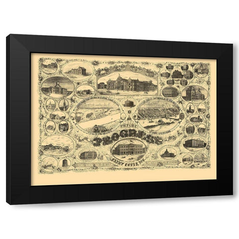 St Louis Missouri - Lawton 1884 Black Modern Wood Framed Art Print by Lawton