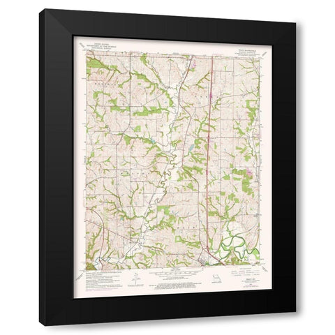 Tracy Missouri Quad - USGS 1961 Black Modern Wood Framed Art Print with Double Matting by USGS