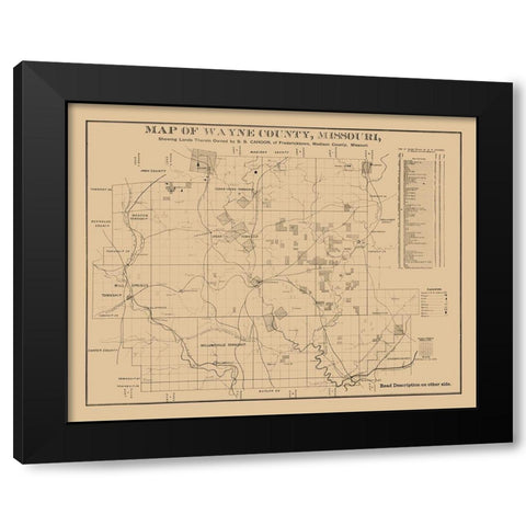 Wayne County Missouri - Cahoon 1882  Black Modern Wood Framed Art Print by Cahoon