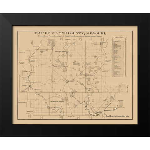 Wayne County Missouri - Cahoon 1882  Black Modern Wood Framed Art Print by Cahoon