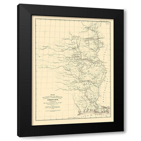 Western and North Western Frontier Defenses 1837 Black Modern Wood Framed Art Print by Poinsett