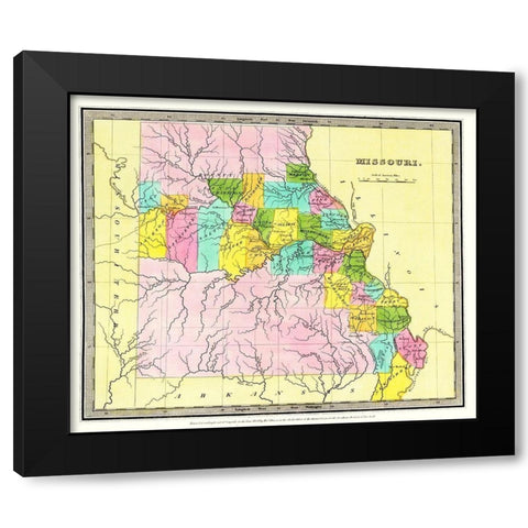 Missouri - Burr 1835 Black Modern Wood Framed Art Print by Burr