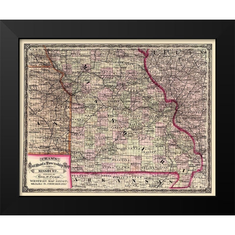 Missouri - Cram 1875 Black Modern Wood Framed Art Print by Cram