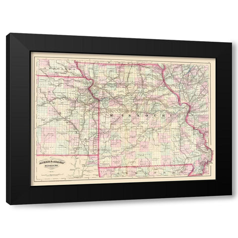 Missouri - Asher  1874 Black Modern Wood Framed Art Print with Double Matting by Asher