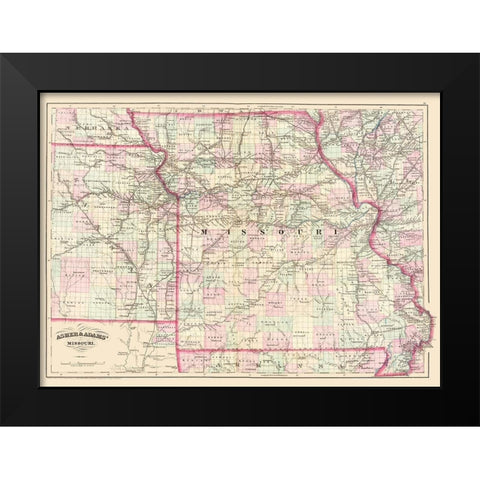 Missouri - Asher  1874 Black Modern Wood Framed Art Print by Asher