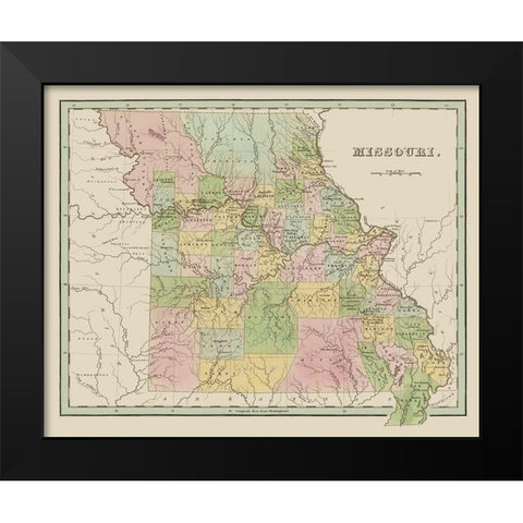 Missouri - Wiley and Putnam 1838 Black Modern Wood Framed Art Print by Wiley
