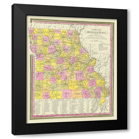 Missouri - Mitchell 1846 Black Modern Wood Framed Art Print with Double Matting by Mitchell