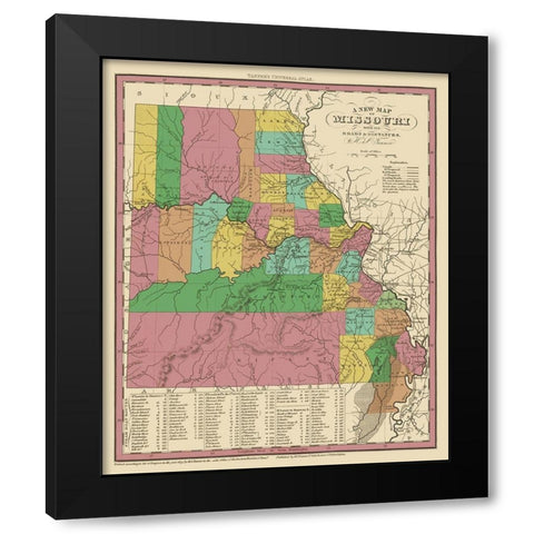 Missouri - Tanner 1833 Black Modern Wood Framed Art Print by Tanner
