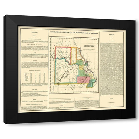 Missouri Geographical, Statistical, Historical Black Modern Wood Framed Art Print with Double Matting by Carey