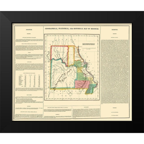 Missouri Geographical, Statistical, Historical Black Modern Wood Framed Art Print by Carey