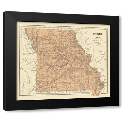 Missouri - Morse 1845 Black Modern Wood Framed Art Print by Morse