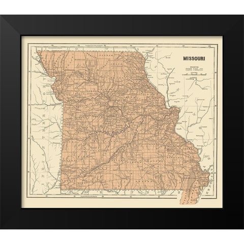 Missouri - Morse 1845 Black Modern Wood Framed Art Print by Morse