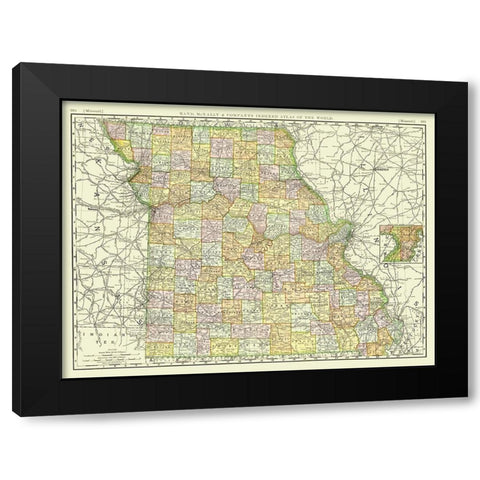 Missouri - Rand McNally 1897 Black Modern Wood Framed Art Print by Rand McNally