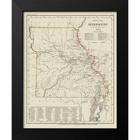 Missouri - Meyer 1845 Black Modern Wood Framed Art Print by Meyer