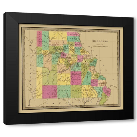 Missouri - Greenleaf 1840 Black Modern Wood Framed Art Print with Double Matting by Greenleaf