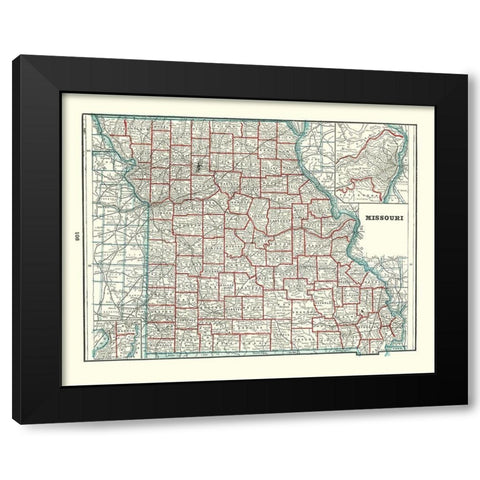 Missouri - Rathbun 1893 Black Modern Wood Framed Art Print by Rathbun