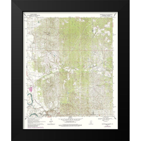 South West Baxterville Mississippi Quad - USGS Black Modern Wood Framed Art Print by USGS