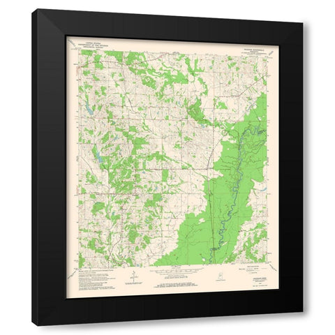 Vaughan Mississippi Quad - USGS 1964 Black Modern Wood Framed Art Print by USGS