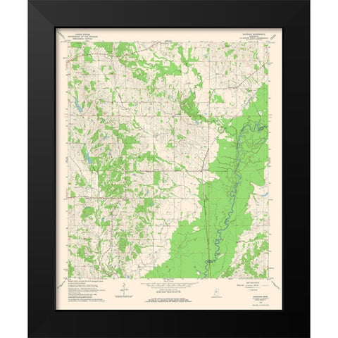 Vaughan Mississippi Quad - USGS 1964 Black Modern Wood Framed Art Print by USGS