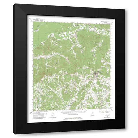Woodville Mississippi Quad - USGS 1958 Black Modern Wood Framed Art Print with Double Matting by USGS