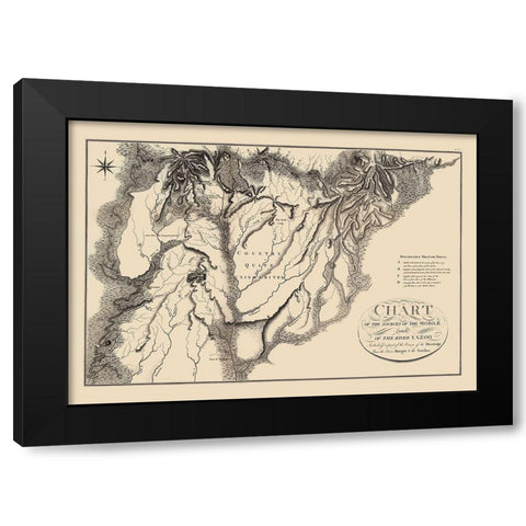 Mobile Yazoo River Source - Collot 1796 Black Modern Wood Framed Art Print with Double Matting by Collot