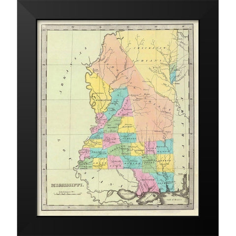 Mississippi - Burr 1835 Black Modern Wood Framed Art Print by Burr
