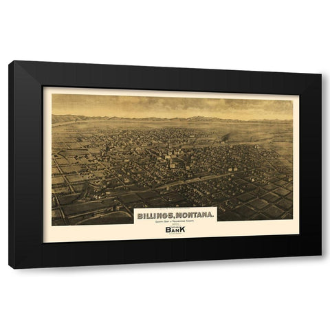 Billings Montana - Wellge 1904 Black Modern Wood Framed Art Print by Wellge