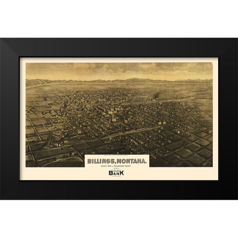 Billings Montana - Wellge 1904 Black Modern Wood Framed Art Print by Wellge