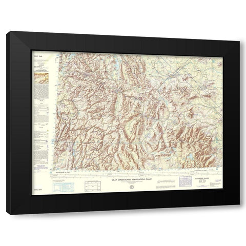 Bitterroot Range Montana Idaho Wyoming Sheet Black Modern Wood Framed Art Print by USAF