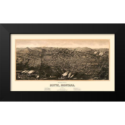 Butte Montana - Wellge 1904  Black Modern Wood Framed Art Print by Wellge