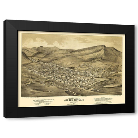 Helena Montana - Wells 1875 Black Modern Wood Framed Art Print by Wells