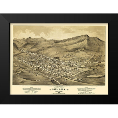 Helena Montana - Wells 1875 Black Modern Wood Framed Art Print by Wells