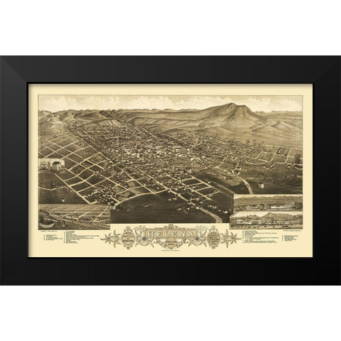 Helena Montana - Stoner 1883 Black Modern Wood Framed Art Print by Stoner