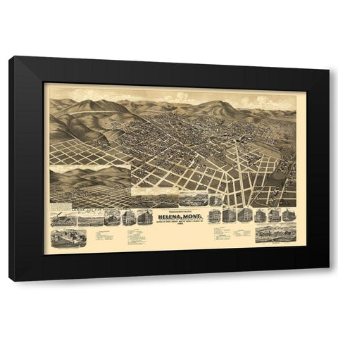 Helena Montana - American Pub Co 1890 Black Modern Wood Framed Art Print by American Pub Co