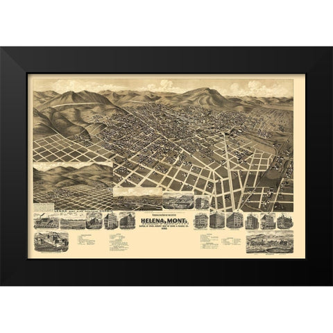 Helena Montana - American Pub Co 1890 Black Modern Wood Framed Art Print by American Pub Co