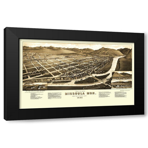 Missoula Montana - Stoner 1884 Black Modern Wood Framed Art Print by Stoner