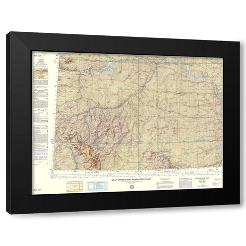 Yellowstone River Montana Aeronautical Sheet Black Modern Wood Framed Art Print with Double Matting by USAF